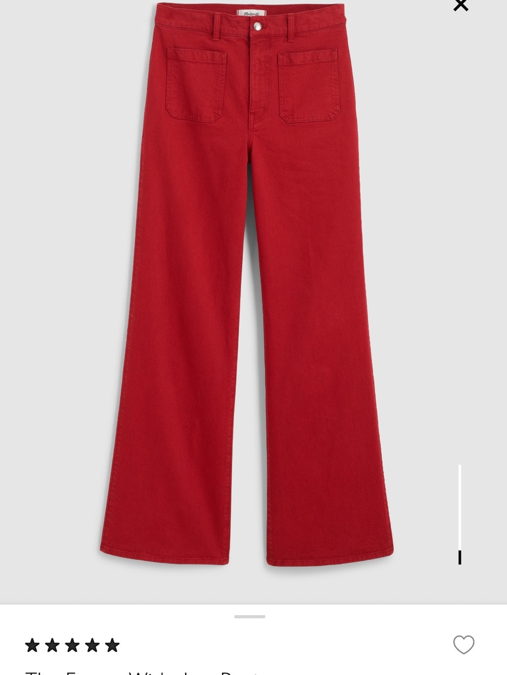 Madewell The Emmy Wide-Leg Pant in Cherry Red